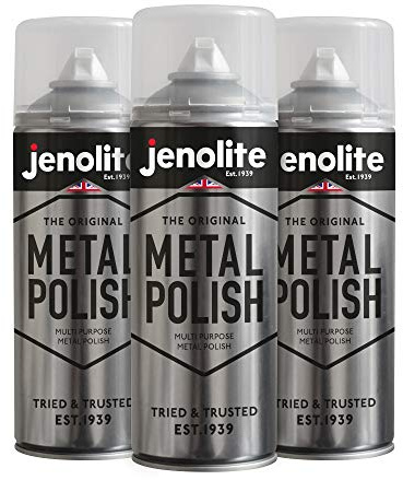JENOLITE Confezione da 3 bombolette spray per lucidatura metalli – Mousse lucidante di qualità industriale – Adatto per ottone, rame, cromo, acciaio inossidabile e stagno – 3 x 400 ml