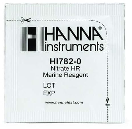 Hanna Instruments Marine Nitrat Testkit, 25 Tests, Reagenzien für Aquarien und Teiche, Zinkreduktionsmethode, Salzwasserproben, 0-75 ppm