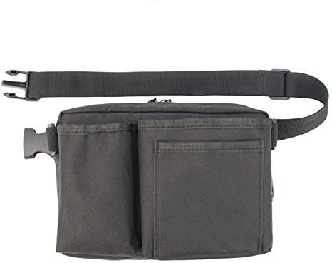 uxcellmo Nurse Organizer Pouch Waist bag Apron Tool Holder with Pockets for Holding Sanitizer for Nursing Care,Medical Care,Childcare,Restaurant Waiter (Black), (F0517BK)