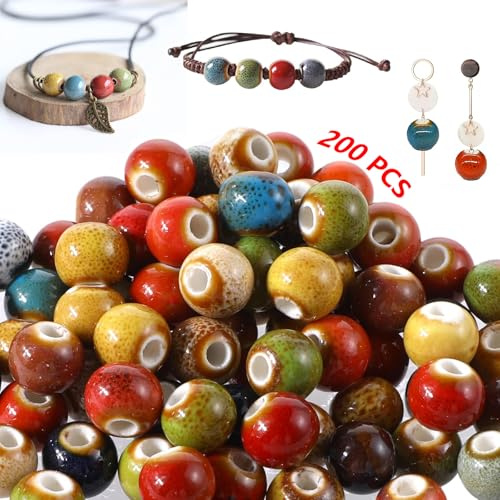 200 Stk. 6mm Keramikperlen, Bunte DIY Perlen für Armbänder & Schmuck | 6mm Keramikperlen in Mischfarben, leicht aufzufädeln, für Armbänder&Halsketten&Ohrringe, perfekt für DIY Basteln & Geschenke