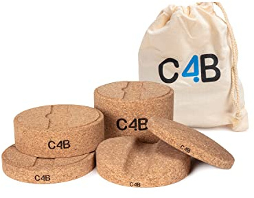 C4B Kork Rückenstrecker-Set | Dehner für Rücken, Wirbelsäule und Brust | Rückendehner mit Höhenregulierung | Rückentrainer für Brustmuskulatur und Dehnung des Rückens | inkl. Turnbeutel aus Baumwolle