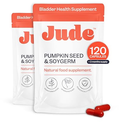 Jude Bladder Health Supplement for Women | Pumpkin Seed Extract & Soy Germ | Science-Backed Urinary Wellness | As Seen on Dragons’ Den | Vegan & Gluten Free | 120 Capsule