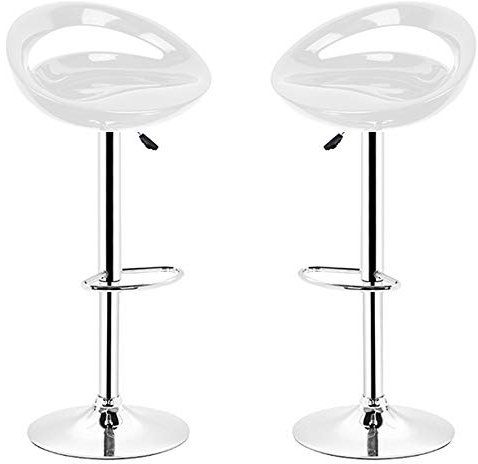THINFAR Set mit 2/4/6 Barhockern, Höhenverstellbare Stehhocker, Esszimmerstuhl mit Fußstütze 360°, Möbel schwenkbar, verstellbar 59-80 cm (Weiß - 2 Stück)