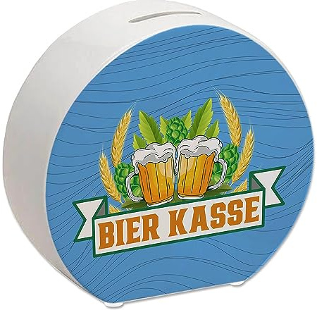 Bier Kasse Spardose mit Hopfen und Ähren Bierkasse als Trinkgeldkasse für Bierliebhaber Bier Sparschwein Hausbar Sparbüchse Alkohol cool