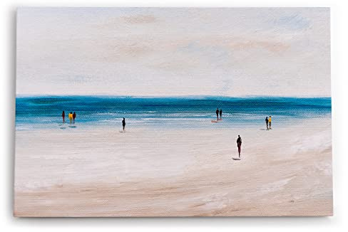 Paul Sinus Wandbild 120x80cm Abstrakter Strand Meer Horizont Kunstvoll Blau Beige