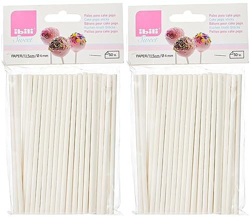 IBILI Palos para Cake Pops 11,50 CM X 50 PC 4, Stainless Steel, 11,5 cm, Ø 4 cm (Paquete de 2)