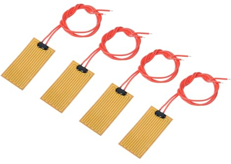 sourcing map Heizfolie Heizplatte, 12V 7W Polyimid Heizpad, 4 Stk | Selbstklebende PI Heizelemente Folie 50mmx25mm Heizstreifen für konstante Temperatur,