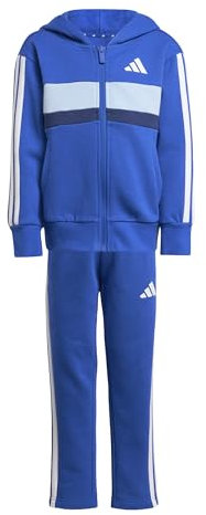 adidas Unisex - Bambini SEASONAL ESSENTIALS TIBERIO 3 STRIPES FLEECE TRACKSUIT, team royal blue/white/glow blue, 5-6 Years