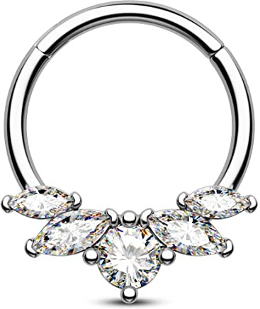 Agrewd 16G Septum Ring Chirurgenstahl 316l Daith Ohrringe Lotus Klarer CZ Helix Piercings Schmuck Silber Septum Daith Knorpel Hoop Ohrring für Frauen 8 10mm