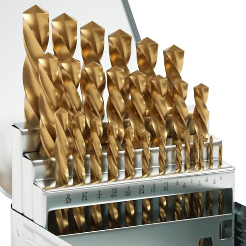 MACXCOIP Juego de brocas de mano izquierda de cobalto, 29 piezas M35 de acero de alta velocidad para metal endurecido, acero inoxidable, hierro fundido, madera y plástico, con caja de almacenamiento
