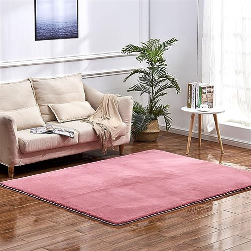 Guetto Hochflor Teppich Wohnzimmer Kunstfell Super Soft Einfarbig in Versch, Fellteppich ​Kunstfell Teppich Imitat in Creme Dicht Flauschig Seidiger Glanz,Pink a,200x300 cm
