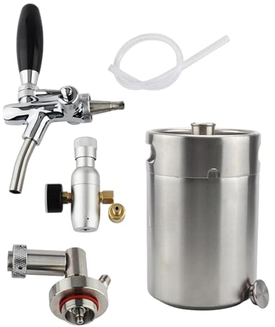 Colcolo Portable Kegerator Kit Beer Faucet Dispenser Stainless Steel Mini Keg Dispenser for Craft Beer Parties, 5L