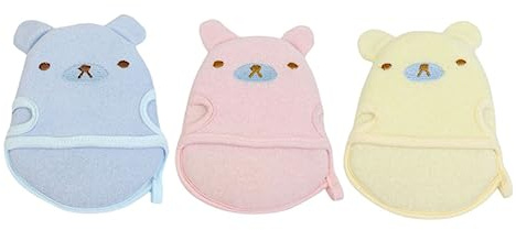 Kinder Waschhandschuhe 3 Stück-pack Baumwolle und Crystal Velour | Bad und Dusche, Leicht zu Reinigen, Ganzkörper Anwendung, Cartoon Tiermotiv