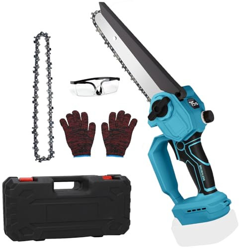 Sega a catena da 8 pollici, compatibile con Makita, motore senza spazzole, piccola motosega con catena, mini motosega elettrica per legno da giardino, potatura potatura taglio legno (MK)