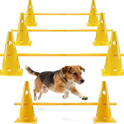 Shengruili Agility Set Hunde,Steckhürdenset Hund,Hund Hürden,Kinder Agility Hürden Hindernisse für Pferde Hundeparcours Kegel Einstellbare Trainingshürden 32cm Höhe- Stangen 100cm Lang