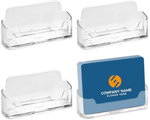Maxmoc Visitenkartenhalter,4 Stück Visitenkartenständer,Klarer Kunststoff Visitenkartenhalter Display,Acryl Visitenkartenständer für Ausstellung Zuhause Büro