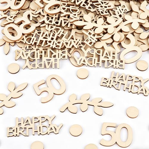 100 Stück Konfetti Holz Geburtstagsdeko, Tischdeko Geburtstag, 50.ter Geburtstag Streudeko für Mädchen Junge Partys Dekoration