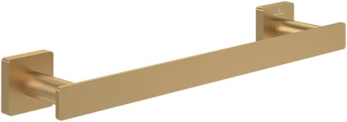 Villeroy & Boch Elements - Striking Handtuchhalter, Handtuchhalter Bad für Wandmontage, Handtuchstange aus Messing, Badetuchhalter eckig, Länge 345 mm, Brushed Gold