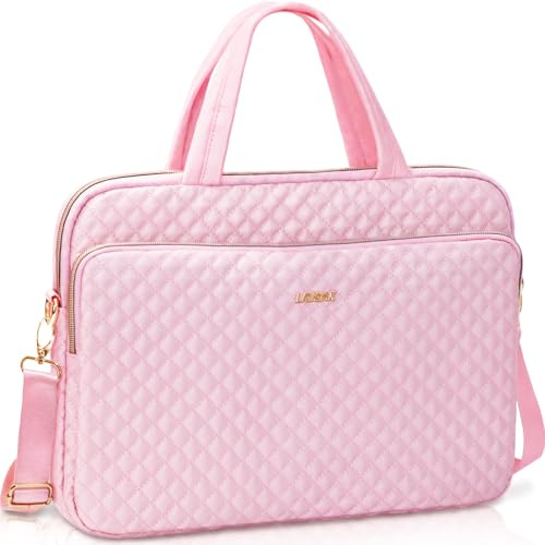 Lausiax Laptop Case Bag 15 15.6 16 inch for Women Men Compatible with 15/16 MacBook Pro/Air M5/M4/M3/M2/M1, HP OmniBook Pavilion, Surface Laptop, ASUS VivoBook, XPS 15, Lenovo, Acer, Samsung, Pink
