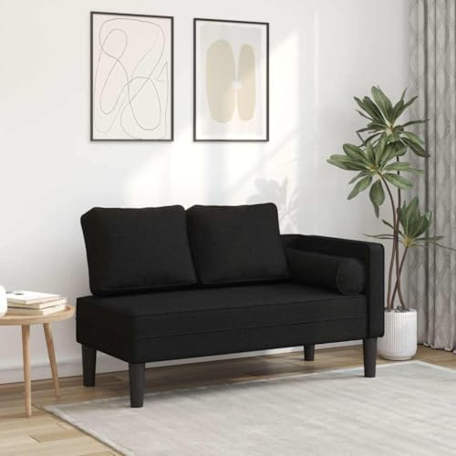Teenpull Chaiselongue Schwarz Stoff, 116,5 cm Breite, mit Kissen, Komfortable Liege für Wohnzimmer, Innenbereich, Entspannung nach anstrengendem Tag