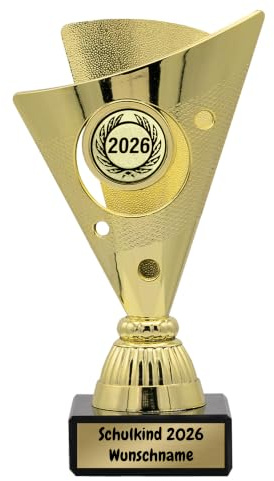 Pokal Schulkind mit Gravur und Wunschname, personalisiert | Geschenk zur Einschulung, individuelle Gravur, personalisierte Trophäe