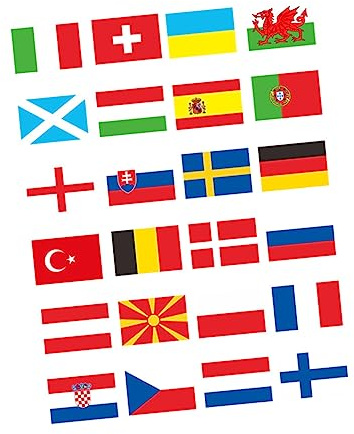 LOLIPPYY 24 pezzi Ghirlanda Bandierine String Banner Decorazione Festa Calcio Europei Addobbi per Interni Ed Esterni