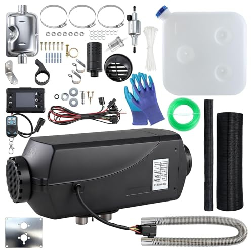 Aischens Calentador Diésel Portátil 8KW de 12V con Bluetooth y Mando a Distancia para Garajes, Talleres, Autocaravanas, Barcos y Cabinas – Calefa hasta 20 m²