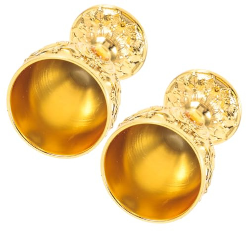 OFFIGAM Set 2 Pezzi Calici da Vino Retro in Lega di Alluminio Oro, Resistenti e Facili da Pulire, per Casa e Ufficio, Stile Europeo Elegante e Unico
