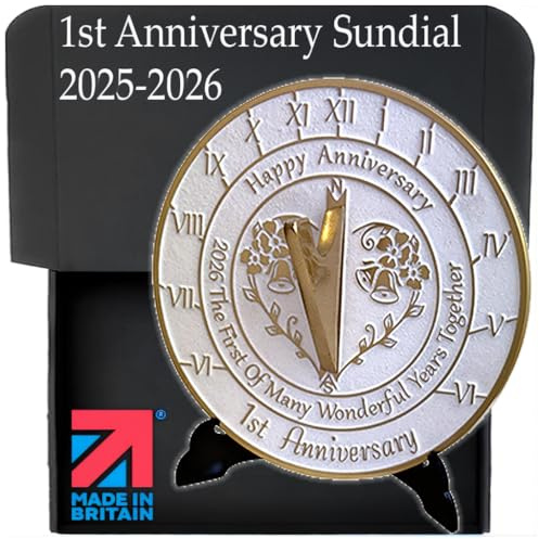 Anniversary Sundial Gift for A 1st Wedding Anniversary in 2026 - Recycled Metal Home Decor Or Garden Present Idea - Handmade in UK for Him, Her Parents Or Couples 1 Year Celebration