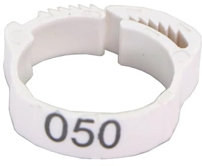 Hühnerringe 30/50 STÜCKE Hühnerfußring 6 Farben Nummerierte Identifikationsbeinringe Clip for Geflügel Hühner Enten Gänse Papagei(White,30PCS)