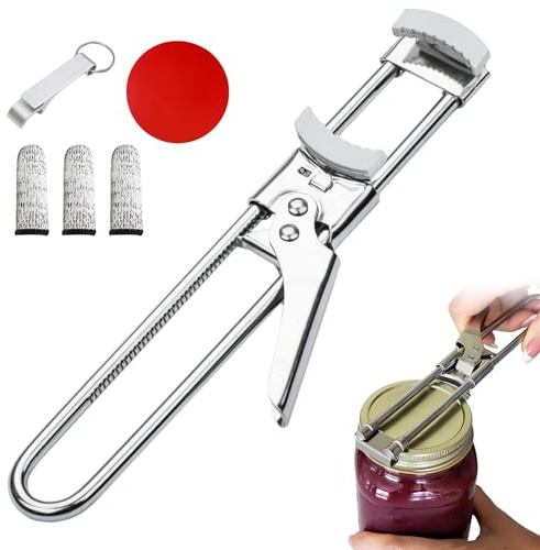 Jar Opener for Weak Hands UK, Adjustable Jar Lid Openers for Seniors with Arthritis, Set with Jar Opener Gripper Pad and Bottle Opener Keychain and Finger Cots