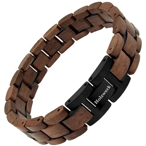 Holzwerk SUEDSEE Natur Holz Armband für Damen und Herren Holzarmband Herrenarmband Damenarmband Braun Blau Schwarz Einstellbar inkl. Armbandkürzer und Aufbewahrungsbox
