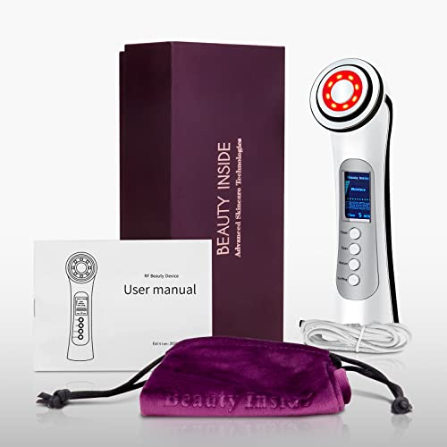 CARER BEAUTY Dispositivo di Massaggio Facciale a Radiofrequenza 5 in 1 con Terapia LED RF EMS Vibrazione Funzione Ionica Anti Età Anti Rughe Pulizia del Viso Cura Profonda