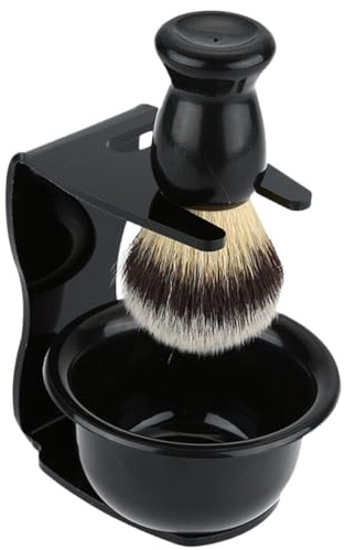 WESIEVYA Set di Pennelli da Barba Tasso Supporto in Plastica e Nylon, Leggero e Facile da Pulire, per Rasatura a Casa, Design Nero Elegante