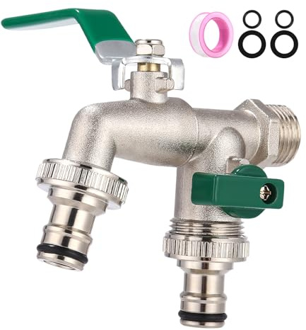 Gyxova Rubinetto da Giardino con 2X 3/4 Pollici, Doppio Resistente al Gelo, Rubinetto Premium da 3/4 Pollici, Doppio Resistente al Gelo, Antiruggine e Antigelo, Rubinetto da Giardino per Esterni per