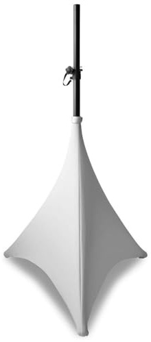 BeamZ LSS07W - Abdeckung für Lautsprecherständer in Weiß, 70 cm, Lycra Stretch Cover für Stative, Stativsegel, Husse für Stative, Dreibein Abdeckung, Stativ Bezug, Party, DJ, Gastro, Events