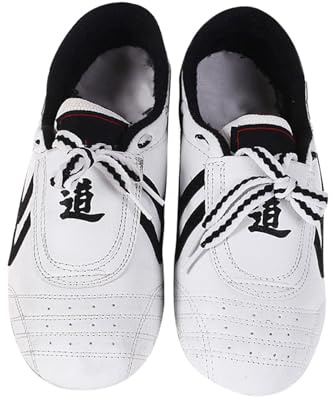 Chaussures Taekwondo, Antidérapant, Léger, Respirantes, Confort pour Arts Martiaux, Support, Entraînements, Combats, et Style Urbain - Noir et Blanc