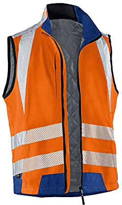 KÜBLER REFLECTIQ Weste PSA 2 – Weste mit reflektierenden Elementen und funktionalen Taschen warnorange/kbl.blau Gr. S