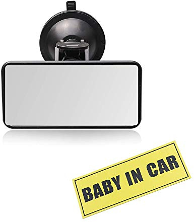 Rear View Mirror for Backseat with Baby- in- Car Sticker, Interior Car Suction Cup Windshield Mirror Strong Sucker Flat Rear View Mirror for Baby Infant Child New