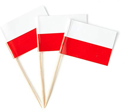 Drapeau polonais - Petit mini cure-dents Pologne - Pour nourriture, cupcakes, cocktails, apéritifs, bars, décorations de fête