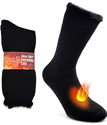 Socks Daze Hiking Warm Winter Socks Women, Men's Full Cushioned Outdoor Athletic Thermal Heat Socks for Camping Trapping Trekking Skiing 1 Pack, Black, Medium