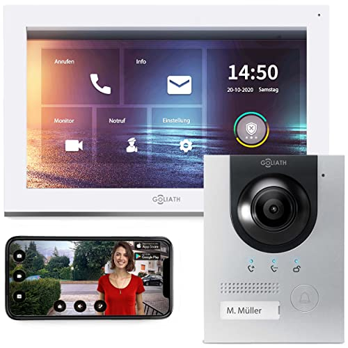 Goliath Hybrid 10 Zoll IP Video Türsprechanlage, Unterputz Türstation, 2MP 180° Ultra-Weitwinkel, AV-IPS-100
