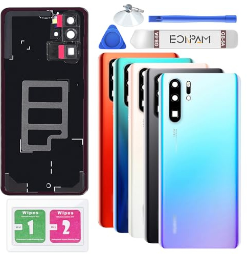 Eonpam Akkudeckel für Huawei P30 Pro VOG-L29/L09/L00/L04/L10 Crystal | Backcover Original Qualität Rückseite Akkudeckel Rückseite Glas Back Glass Backcover Glas mit Kameraglas Reparatur Set.