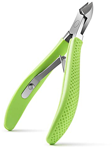FVION Nagelhautzange Profi Hautzange, Scharf Nagelhautschere Edelstahl Nagelhautentferner Fein zur Entfernung Nagelhautschneider mit Silikongriff für Maniküre (9mm) Grün