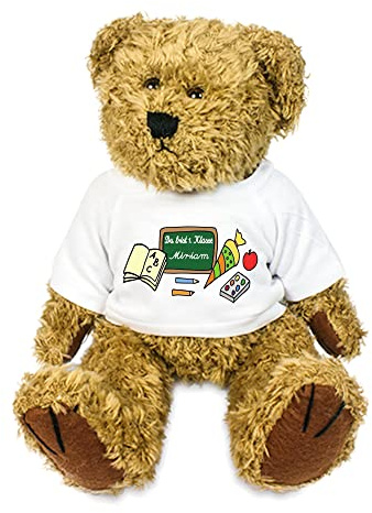 Kilala Teddybär Einschulung mit ABC-Motiv – personalisiert mit Name & „Du bist 1. Klasse“ – 21 cm Plüschbär – Geschenk Schulstart Zuckertüte Mädchen & Jungen (Tafel)