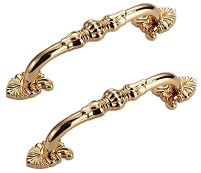 CcHhyyt 2 stycken vintage mässing skåphandtag blommönster antika möbelhandtag metall guld möbelknappar retro lådhandtag dörrhandtag handtag för köksskåp, låda, skåp (96 mm, 24 karat guld)