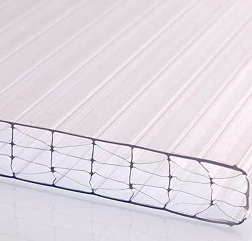 Polycarbonat | Hohlkammerplatte | PC Stegplatte | 16mm Stärke | 980mm & 1200mm | klar/farblos | opal/weiß | bronze | X-Struktur | 3-Fach | 2-Fach Struktur (980 x 3000 mm, X-Struktur - farblos/klar)