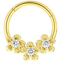 Gualiy 1 Stck Nasenring 925 Silber Damen, Nasenring Gold Piercing Elegant Blume Zirkonia Nasenring Piercing