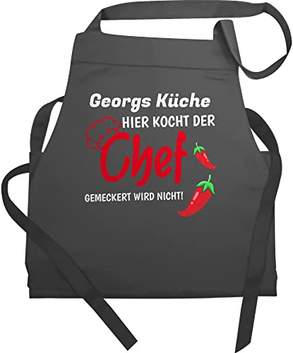 Geschenk mit Namen personalisiert by Shirtracer - Schürze - Kochschürze Herren Männer - Hier kocht der Chef I Geschenk Kochen I Hobbykoch Geschenk