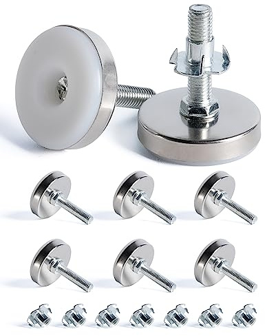 SPDYCESS 8 Stück M10 X 50MM Verstellfüsse Möbelfüße, Verstellbare Runde Nivellierfüße, Höhenverstellbarer Planierenfüße mit 8 Stück 4-zackigen Nutensteinen, für Schrank Schreibtisch Bett Beine